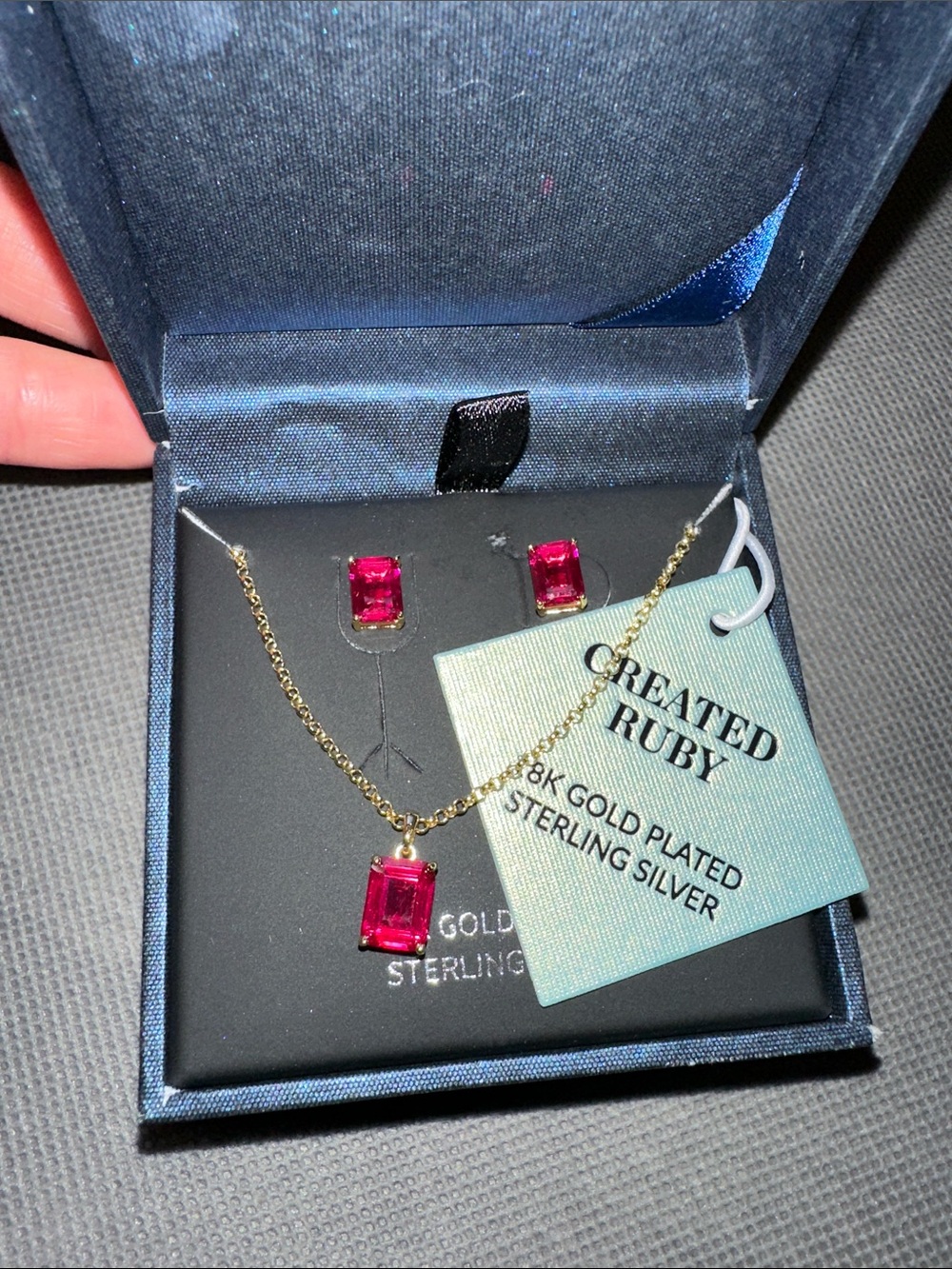 ‼️LAST CALL 18K Gold-Plated Sterling Silver Necklace w/ Earrings Created Ruby